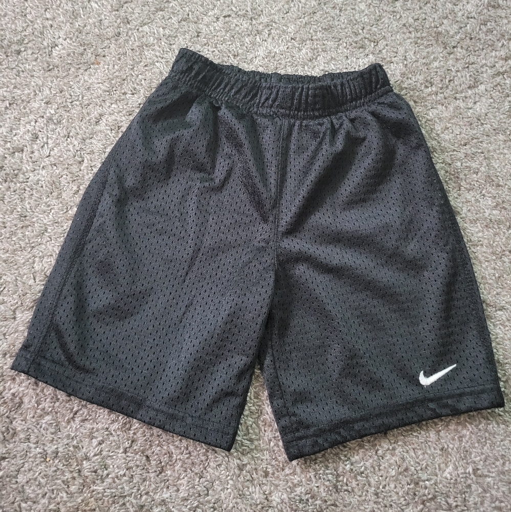 Boy's Nike Black Mesh Shorts with White Logo